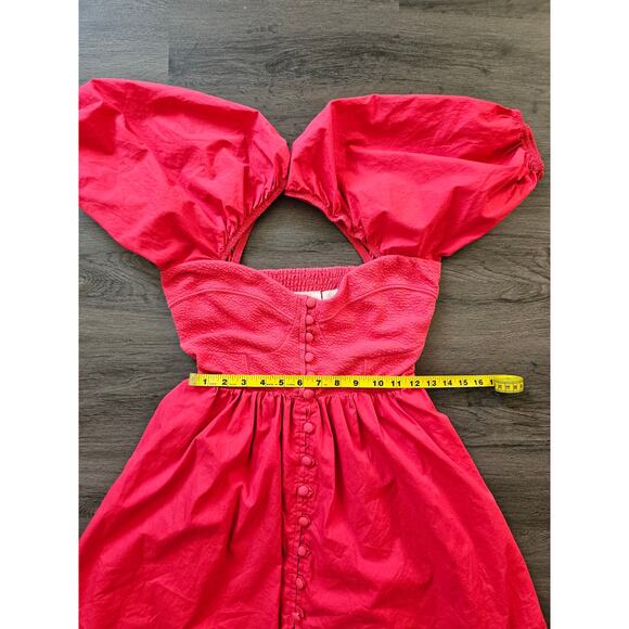 Maeve by Anthropologie Pink Puff Sleeve Button Front Mini Dress Size Small - Picture 14 of 15